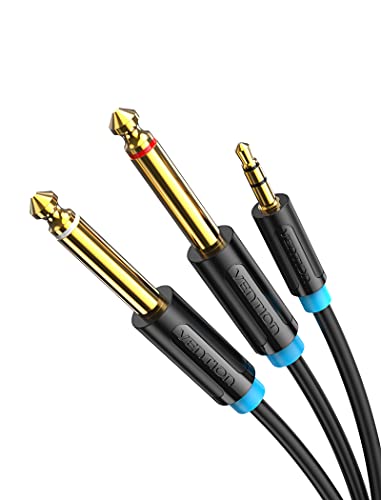 VENTION 3.5mm Klinke auf Dual 6.35mm Mono Y Splitter Audio Kabel Dual 6.35 zu 3.5 mm Stecker zu Stecker Stereo Audio Splitter Kabel für Mixer, Gitarre, Recorder, Verstärker, Laptop - 0,5m von VENTION