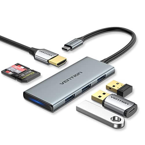 VENTION 6 in 1 USB C Hub Type C Dongle Multiport Adapter Dock, to 4K HDMI 3 USB 3.0 Port SD/TF Card Reader for Laptop MacBook Air iPad Pro XPS Thunderbolt Hub Multiport Adapter von VENTION
