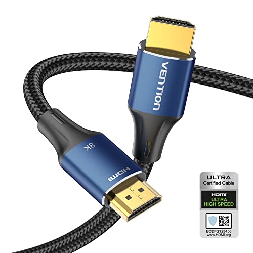 VENTION 8K HDMI 2.1 Kabel 2M-2.1 Ultra HD 48Gbps High Speed Ultra High Speed 8K@60 Hz, 4K@120 Hz Knickschutz 7680P Dolby Atmos Kompatibel Mit PS5/4/3 X-BOX HDTV,HDR 10,ARC 3D von VENTION