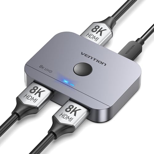 VENTION 8K HDMI Switch 2 in 1 Out Bidirektional 8K@60Hz 4K@120Hz HDMI Splitter für PC, Laptop, MacBook, PS5/4/3, Xbox, TV-Stick, Fernseher, Projektor, Monitor von VENTION