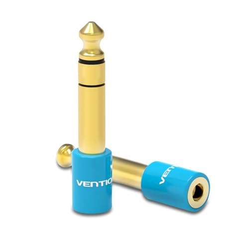 VENTION Audio-Adapter, 3,5 mm Buchse auf 6,35 mm Stecker, Premiumqualität, Kopfhörer, Headset, 6,35 mm auf 3,5 mm 3-Ring-Buchse, Stereo oder Mono (2 Stück) (3,5 mm Buchse auf 6,35 mm Stecker.) von VENTION
