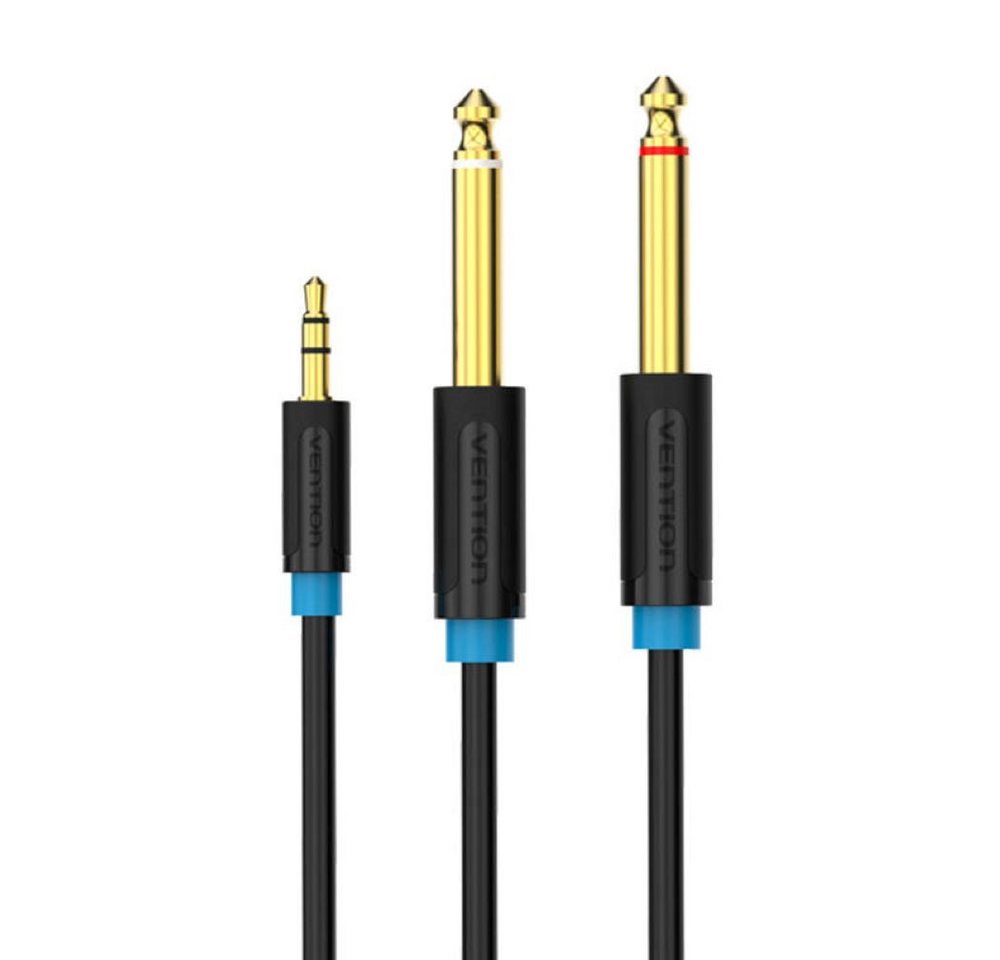 VENTION Audiokabel 3,5mm TRS auf 2x 6,35mm - Kabel 2m (schwarz) Audio-Kabel von VENTION