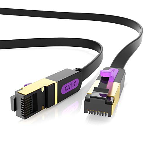 VENTION CAT7-Ethernet-Kabel, Highspeed RJ45 Stecker, Flaches Gigabit LAN Netzwerkkabel, 10 Gbps 600Mhz/s FTP Patchkabel für Switch/Router/Modem/Patchpanel/PS4/Access Point/Patchfelder etc(5m) von VENTION