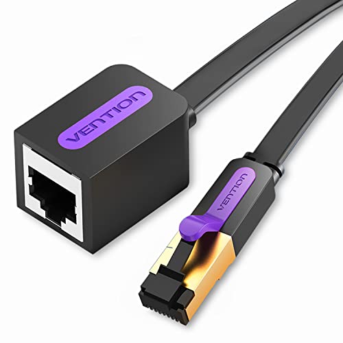 VENTION Cat 7 Lan Kabel Flach Verlängerungskabel, 10 Gbit/s Ethernet Kabel Verlängerung High-Speed Netzwerkkabel Adapter Kabel, 600MHz Cat7 RJ45 Kabel Unterstützung für Cat6A / Cat6 / Cat5E / Cat5 von VENTION