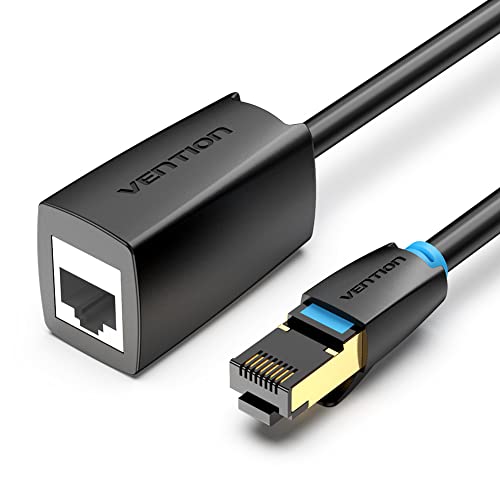 VENTION Cat8 Ethernet Extension Cable 1m Flat Ethernet Extender 40Gbps 2000MHz High Speed Network Lan RJ45 Male to Female Patch Cord Connector STP Network Cable for PC Switch Router von VENTION