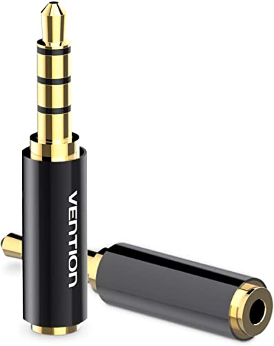 VENTION Gold Überzogene 2,5mm Weibliche auf 3,5mm Stecker Jack Stereo Vollmetall Kopfhörer Audio Kopfhörer Adapter Stecker Konverter Unterstützung MIC Funktion (2 Pack) von VENTION