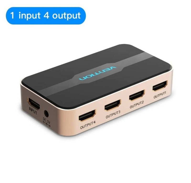 VENTION HDMI-Splitter 1 In 4 Out HDMI Splitter 4K 30Hz Gold Aluminium Legierung von VENTION