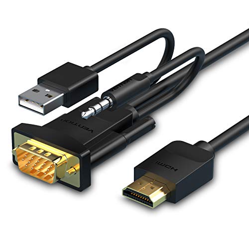 VENTION HDMI auf VGA Kabel 1080P HDMI auf D-SUB Stecker zu Stecker Kompatibel mit Monitor, PC, PS4, TV Stick, Laptop, HDTV, Raspberry Pi, Desktop, Projektor, Xbox(2m) von VENTION
