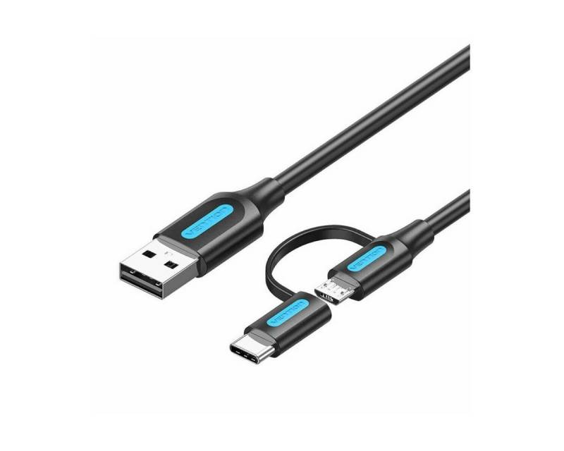 VENTION Kabel 2in1 USB 2.0 auf USB-C/Micro USB 1m Smartphone-Ladegerät von VENTION