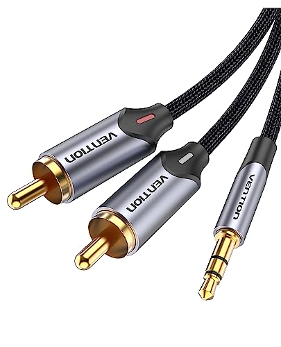 VENTION Klinke auf Cinch 3,5mm RCA Kabel Stereo Audio Kabel für Heimkino, Lautsprecher, Fernseher, Stereoanlage, Verstärker, PC, Autoradio, Smartphone - 1,5m von VENTION