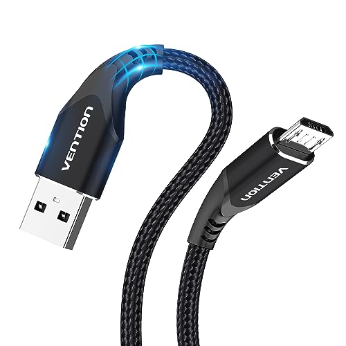 VENTION Micro USB Kabel, 1M Nylon Ladekabel High Speed Android Handy Ladekabel für Samsung Galaxy S7/ S6/ S4/ J7/ J5/ Note 5, Huawei P Smart, Redmi, Nokia, PS4 Pro, Kindle, Wiko, Motorola, Schwarz von VENTION