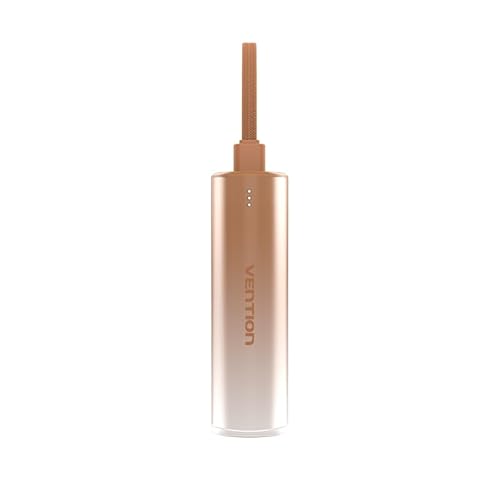 VENTION Mini Power Bank 5000mAh mit USB C & Lightning Kabel PD 20W Farbige Powerbank Klein Schnellladen mit LED Display, Kompatibel mit iPhone 16 15 14 13, iPad, Samsung Galaxy, MacBook - Golden von VENTION