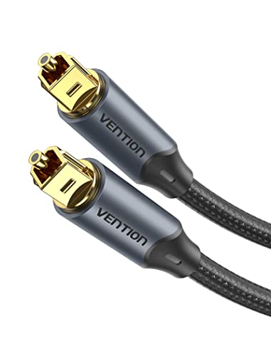 VENTION Optisches Audiokabel 1m - Toslink S/PDIF Digital Audio Kabel - Geflochten, 24K Vergoldet, Aluminiumhülle Lichtleiterkabel Für Soundbar, Stereoanlage, Heimkino, PS4, Xbox usw.(Schwarz) von VENTION