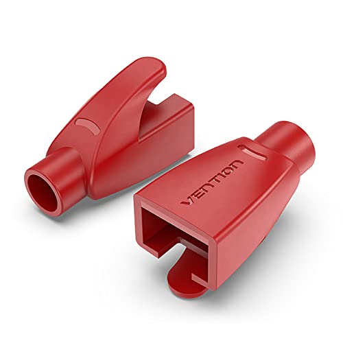 VENTION RJ45 Netzwerkstecker RJ45 Stecker Ethernet LAN Steckverbinder, Verdickung RJ45 Kabel-Kunststoff Kappe 50 Stück (Rot) von VENTION