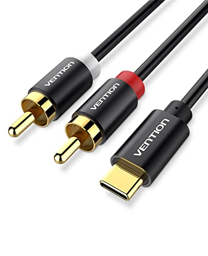 VENTION Typ C auf 2X RCA Audio Kabel, USB-C-Stecker auf 2 Cinch-Stecker, Stereo Audiokabel mit RCA-Stecker und Typ-C-Stecker, für Telefon, Tablet, Heimkino, Verstärker, Lautsprecher usw. (1.5m) von VENTION