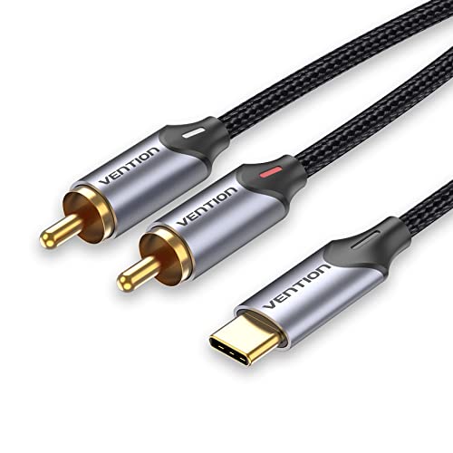 VENTION Typ C auf 2X RCA Audio Kabel, USB-C auf Cinch Audio Kabel Stereo Y Splitter Adapterkabel, geeignet für Xiaomi, LG, Heimkino, Verstärker, DVD, TV, Lautsprecher usw. (2m/6.5ft) von VENTION