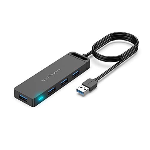 VENTION USB 3.0 Hub, 4 Anschlüsse USB-Hub ultradünn Daten-USB-Hub erweitertes Kabel [Laden unterstützt], kompatibel mit MacBook, Laptop, Surface Pro, PS4, PC, Flash-Laufwerk, mobile HDD (1 m) von VENTION