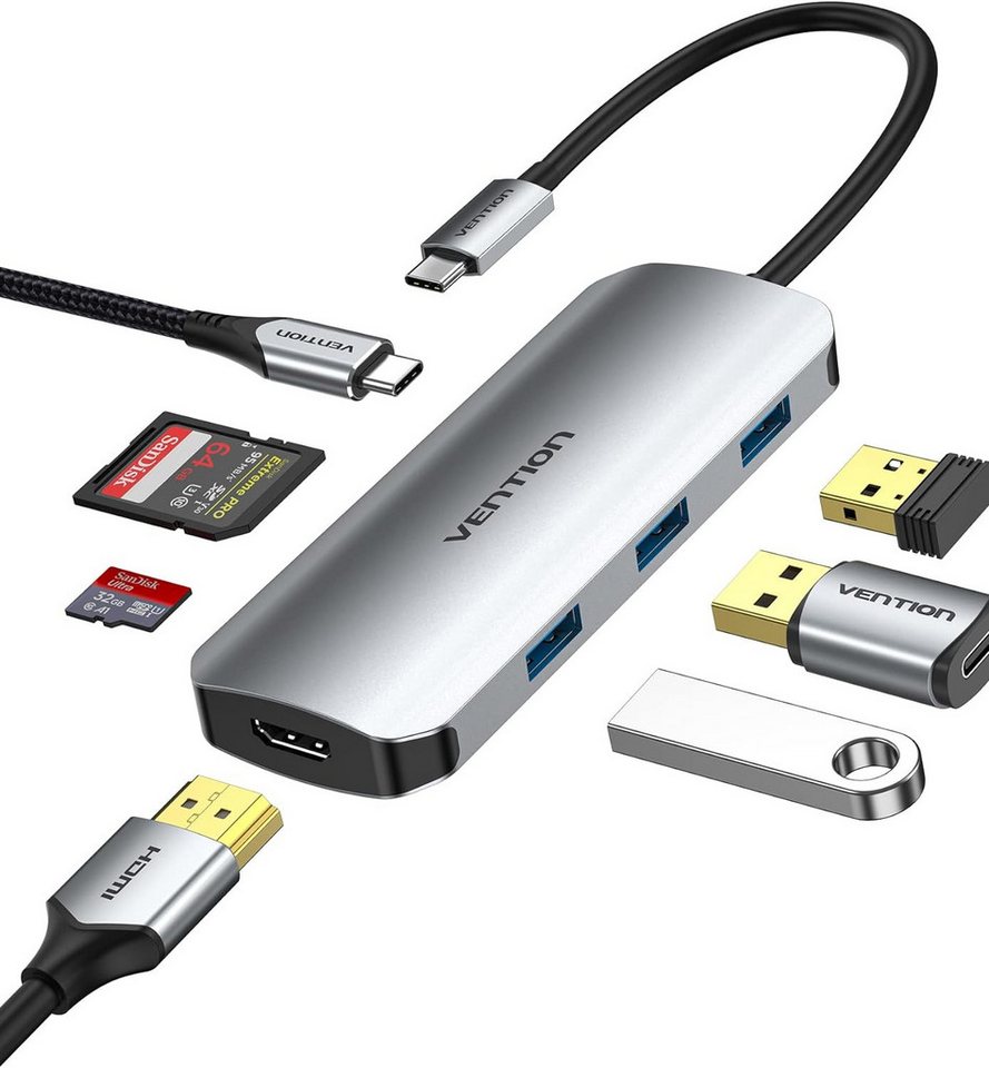 VENTION USB-C-Hub, Multiport-Adapter, Dock, 7-in-1 100W USB-Adapter VENTION USB-C-Hub, Multiport-Adapter, Dock, 7-in-1 100W USB-Adapter von VENTION