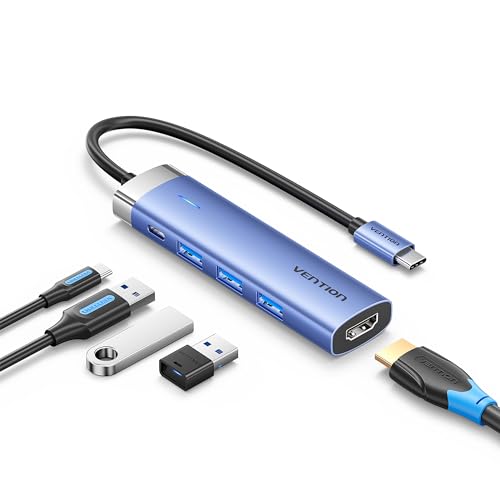VENTION USB C Hub 5-in-1 USB Verteiler mit 100W PD, 4K HDMI, 3 * 5Gbps USB-A Ports, USB C Multiport Adapter für MacBook Pro, MacBook Air, iPad Pro, iPhone 15 Pro, XPS, Thinkpad, Surface Go von VENTION