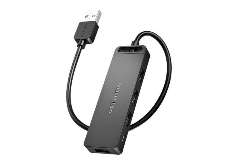 VENTION USB-Verteiler 5 in 1 USB 2.0 Hub mit 4 Ports und USB-A Kabel in Schwarz 480 Mbit/s von VENTION