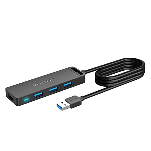 VENTION USB Verteiler USB HUB 3.0 Splitter 4-Port Ultra Slim Laden unterstützt USB MacBook Adapter, Notebook PC, USB Flash Drives, Xbox, Mac Mini/Pro, PS5/PS4, Mobile HDD for Surface Pro, XPS von VENTION