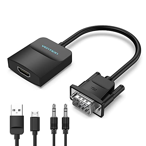 VENTION VGA auf HDMI Adapter mit Audio 1080P@60Hz VGA zu HDMI Kabel 0,15m VGA to HDMI Konverter (Stecker auf Buchse) mit Ladekabel für PC, Laptop, TV Box zu HDTV, Monitor, Projektor, Bildschirm von VENTION