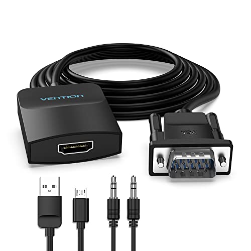 VENTION VGA auf HDMI Adapter mit Audio 1080P@60Hz VGA zu HDMI Kabel 0,15m VGA to HDMI Konverter (Stecker auf Buchse) mit Ladekabel für PC, Laptop, TV Box zu HDTV, Monitor, Projektor, Bildschirm von VENTION