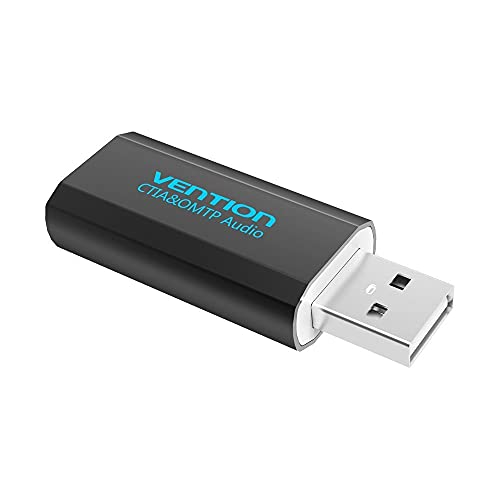 Vention Externe USB Soundkarte, USB auf Klinke Adapter mit Mikrofon, USB 2.0 Stecker auf 3.5mm Aux TRRS Buchse Adapter für PS4, Laptop, Raspberry Pi, Headset, Soundkarte (schwarz) von VENTION