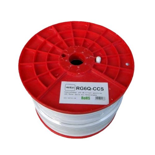 Koaxialkabel SAT Koax Kabel Venton 100m RG6Q CCS 120 dB max. 4-Fach geschirmtes Coax Antennenkabel Satelliten DVB-S / S2 DVB-C und DVB-T / T2 / UKW BK TV Fernseh Digital Koaxialkabel SAT Koax Kabel Venton 100m RG6Q CCS 120 dB max. 4-Fach geschirmtes Coax Antennenkabel Satelliten DVB-S / S2 DVB-C und DVB-T / T2 / UKW BK TV Fernseh Digital von VENTON