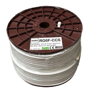 Koaxialkabel SAT Koax Kabel Venton 500m 135 dB max. 5-Fach geschirmtes HQ Coax Antennenkabel Satellitenkabel für DVB-S / S2 DVB-C und DVB-T / T2 / UKW BK TV Fernseh Satellitenschüssel digital Koaxialkabel SAT Koax Kabel Venton 500m 135 dB max. 5-Fach geschirmtes HQ Coax Antennenkabel Satellitenkabel für DVB-S / S2 DVB-C und DVB-T / T2 / UKW BK TV Fernseh Satellitenschüssel digital von VENTON