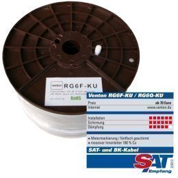 Koaxialkabel Venton 300m - Kupfer Innenleiter 140 dB max. – 5-fach Sat Kabel Fernsehkabel Antennenkabel Satellitenkabel - DVB-S2/C/T2/BK Anlagen tauglich - Satellitenschüssel digital komplett Koaxialkabel Venton 300m - Kupfer Innenleiter 140 dB max. – 5-fach Sat Kabel Fernsehkabel Antennenkabel Satellitenkabel - DVB-S2/C/T2/BK Anlagen tauglich - Satellitenschüssel digital komplett von VENTON