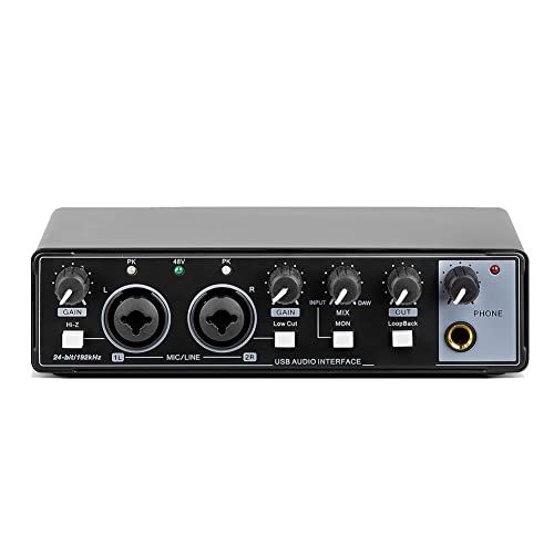 VENYAA 1 Stück Soundkarte Studio Record USB Audio Professional 48V Phantom für Recording Schwarz von VENYAA