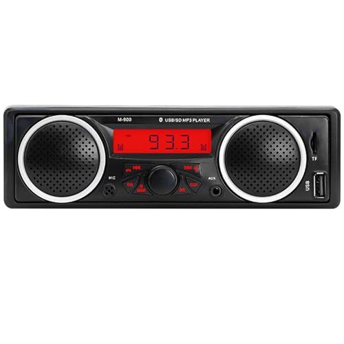 Single Din Auto-Stereo-Bluetooth, 1-DIN-Autoradio mit zwei eingebauten Lautsprechern, Auto-FM-Audio-Multimedia-Player mit USB-AUX-Eingang, TF-Kartenanschluss von VEQENMOT