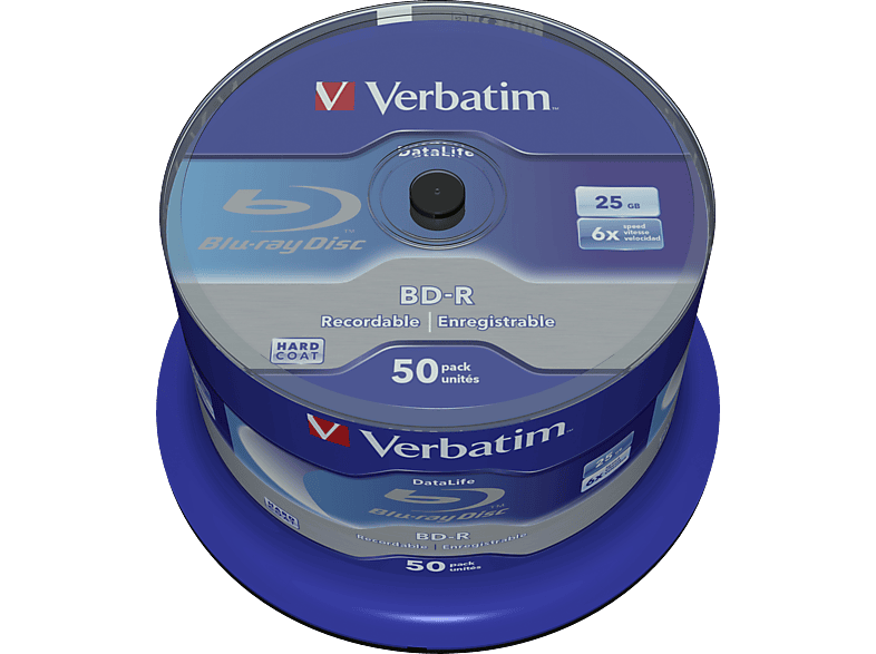 VERBATIM 1x50 BD-R 25GB 6x Speed Datalife No-ID Cakebox Blu-ray Discs von VERBATIM