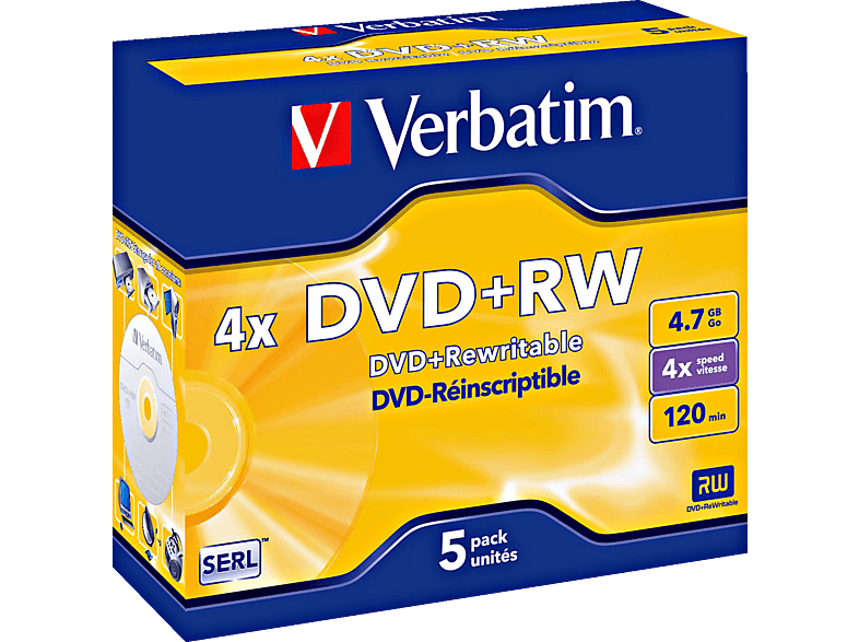 VERBATIM 43229 DVD+RW 4X Rohling 5er Jewelcase von VERBATIM