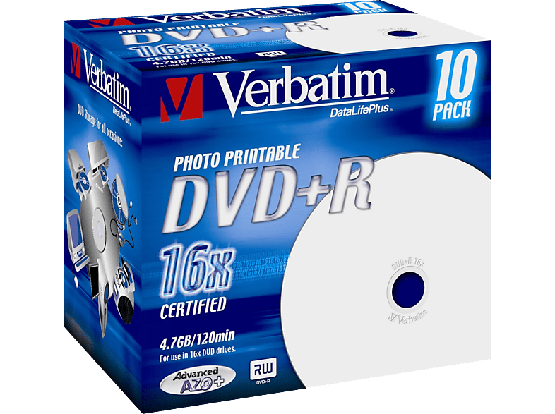 VERBATIM 43508 Printable Bedruckbar DVD+R 16X Rohling von VERBATIM