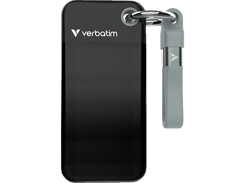 VERBATIM Pocket USB 3.2 Gen 2 Festplatte, 1 TB SSD, extern, Schwarz/Grau von VERBATIM