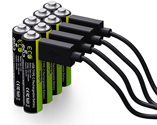 VERICO LoopEnergy AAA 900 Wiederaufladbare USB-C Batterie AAA 1,5V 900mWh (600mAh) Li-Ion, Schnellladung via USB-C Anschluss in ca. 2 Stunden, 8er Pack AAA, 1 Kabel USB - A auf 4 x USB-C von VERICO