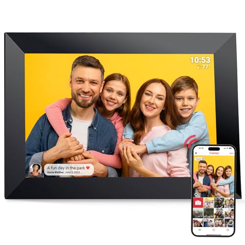 Frameo Digitaler Bilderrahmen WiFi VESWWE 10,1 Zoll Digital Photo Frame 1280x800 IPS-Touchscreen Integrierter Speicher 32 GB Automatisches Drehen für die sofortige Freigabe von Fotos und Videos von VESWWE