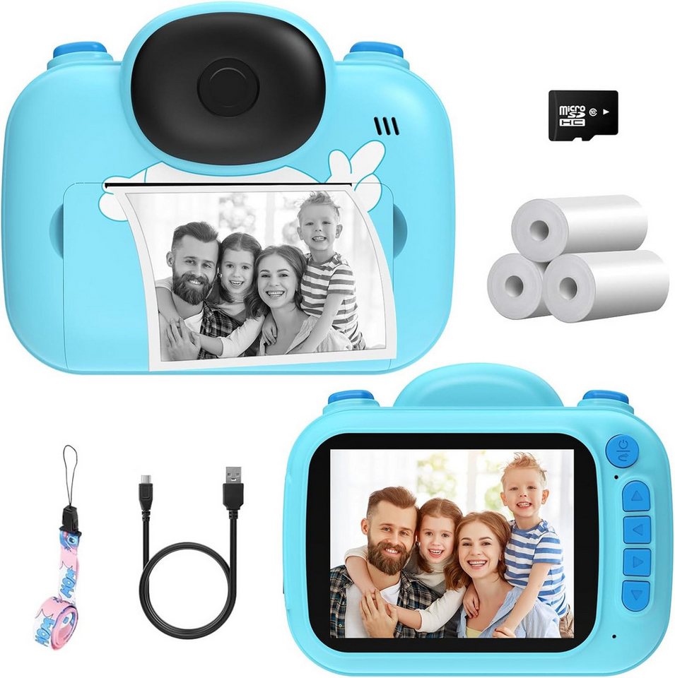 VESWWE mit Farbfotografie und 1080P-Videos, sofortdruck & 32G TF Karte Kinderkamera (16x opt. Zoom, Kinderkamera Sofortbildkamera 3,5 Zoll Großbildleinwand) von VESWWE