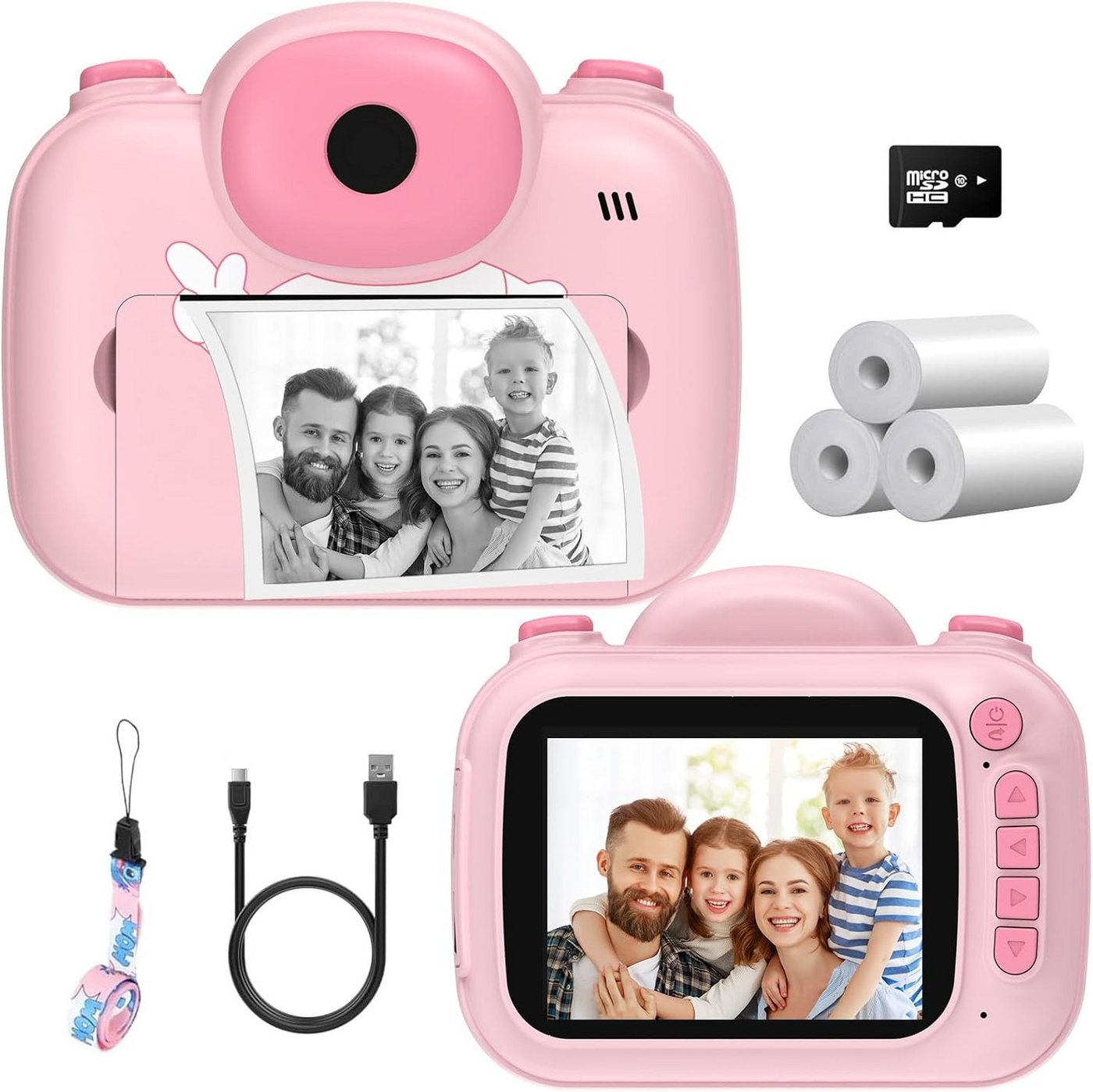 VESWWE mit Farbfotografie und 1080P-Videos, sofortdruck & 32G TF Karte Kinderkamera (16x opt. Zoom, Sofortbildkamera Kinder 3,5 Zoll Großbildleinwand Kinderkamera 1080P) von VESWWE