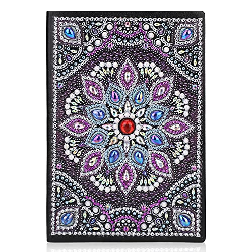 VETPW 5D DIY Mandala Diamant Malerei A5 Notizbuch, DIY Speziell Geformte Diamond Pasted Painting Strass Stickerei Blanko Tagebuch aus Leder für Schülerbüro Schulbedarf von VETPW