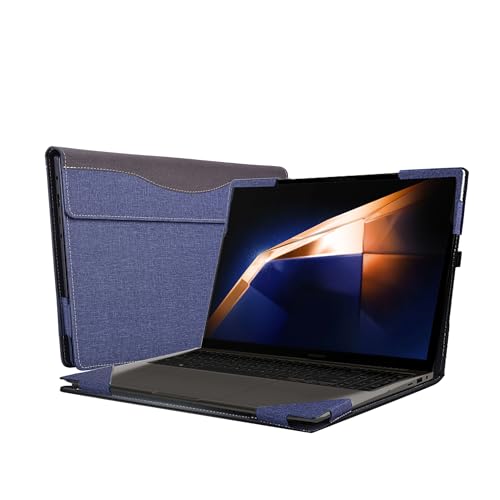 Laptop-Schutzhülle für Samsung Galaxy Book 3 Pro/Galaxy Book 3 Pro 360/Galaxy Book 3 Ultra 16 Zoll (40,6 cm), PU-Leder, abnehmbare Hülle, Blau von VEVOOD