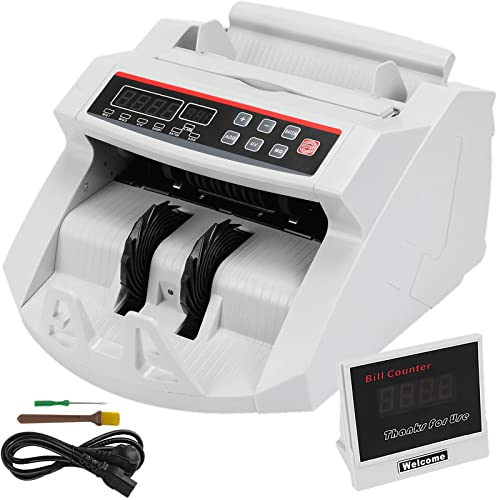 BuoQua Euro Geldzählmaschine mit Echtheitprüfung Banknotenzähler mit UV- und MG-Systeme Geldscheinzähler mit LED Display für Euro Doller Pound, bqp03ltu von VEVOR