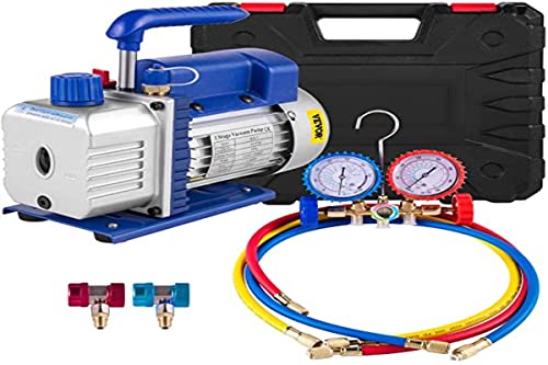 Mophorn Set Vakuumpumpe für Kältemittel, 3 CFM 1/4HP HVAC, Sammler-Messgerät AC/DC in einem kühlen Stock Mophorn Set Vakuumpumpe für Kältemittel, 3 CFM 1/4HP HVAC, Sammler-Messgerät AC/DC in einem kühlen Stock von VEVOR