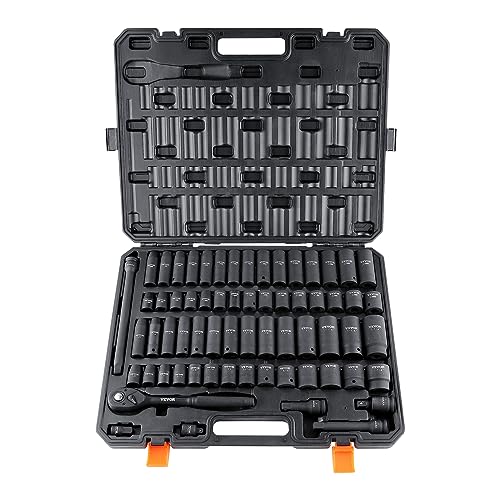 VEVOR 1/2 Zoll Steckschlüsselsatz CR-V-legierter Stahl 65-tlg Steckschlüssel Satz 10-24 mm Tiefe Stecknüsse Schlagschrauber, HRC 42-48 Steckschlüssel Werkzeugkoffer, Metrisch Schraubenausdreher VEVOR 1/2 Zoll Steckschlüsselsatz CR-V-legierter Stahl 65-tlg Steckschlüssel Satz 10-24 mm Tiefe Stecknüsse Schlagschrauber, HRC 42-48 Steckschlüssel Werkzeugkoffer, Metrisch Schraubenausdreher von VEVOR