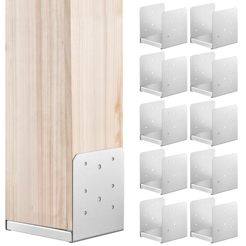 VEVOR 10er-Set Aufschraubhülse 149 x 143 x 160 mm Pfostenträger Kohlenstoffstahl Pfostenschuh Pfosten Pfostenunterlage Bodenhülse Stützenfuß Ideal für Verandageländern, Pergolen und Säulen von VEVOR