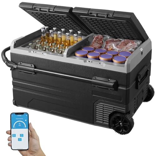 VEVOR 12 V Autokühlschrank, tragbarer 115 L Gefrierschrank mit 2 Zonen und Rädern & Griff, -20 °C bis 20 °C, 12/24 V DC / 100–240 V AC-Kompressorkühler für den Außenbereich, Camping, Reisen VEVOR 12 V Autokühlschrank, tragbarer 115 L Gefrierschrank mit 2 Zonen und Rädern & Griff, -20 °C bis 20 °C, 12/24 V DC / 100–240 V AC-Kompressorkühler für den Außenbereich, Camping, Reisen von VEVOR