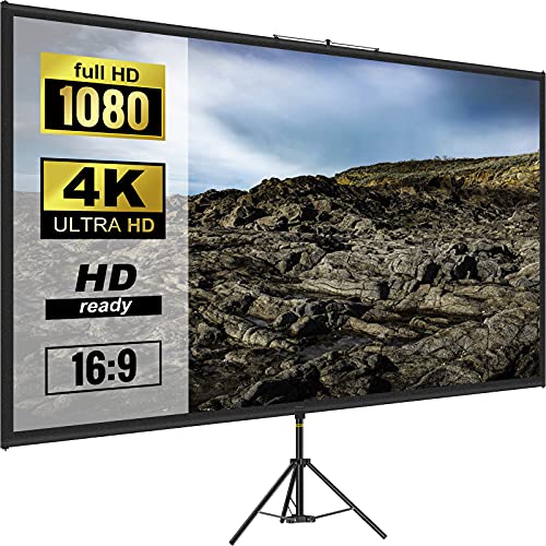 VEVOR 16:9 Beamer Leinwand Stativ 4K HD Stativ Leinwand Präsentationswand Projektionsfläche 160x95cm Projektionsleinwand Stativ 200-250cm höhenverstellbar ideal für Heimkino Tagungsraum Hochzeiten von VEVOR