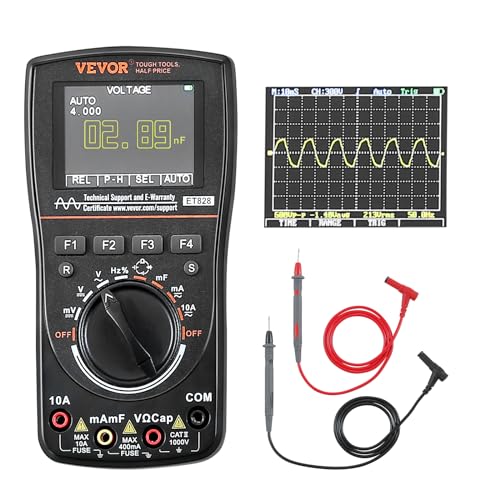 VEVOR 2 in 1 Handheld Oszilloskop Digital Multimeter 1 Kanal 1 MHz Bandbreite 2,5 MS/S High Sampling Professional LED Oszilloskop, Mini-Oszilloskop Datenspeicherfunktion DC/AC Spannung/Strom Test von VEVOR